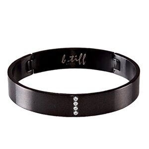 B.Tiff Brushed Black Anodized Titanium Bracelet with Crystals